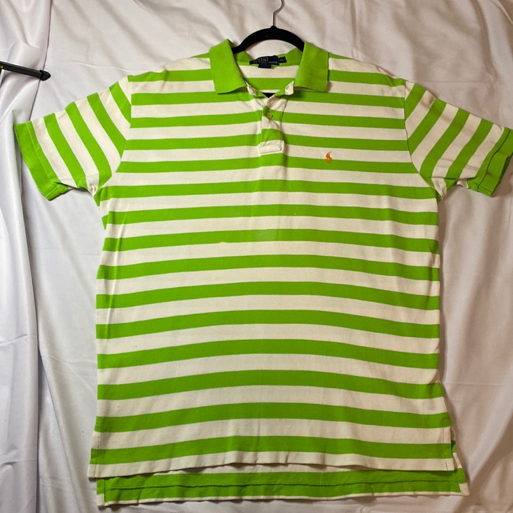 green and white polo shirt size XL